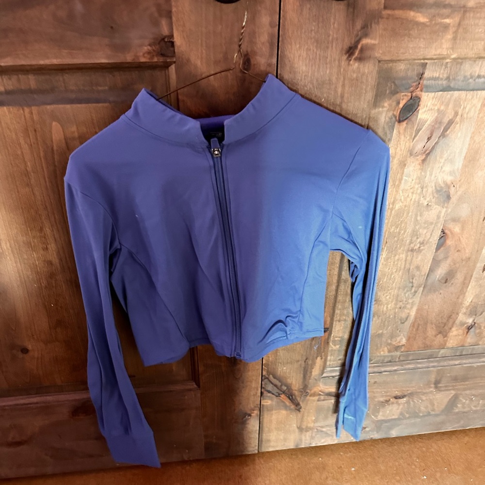 Women's Blue Zip-Up Top